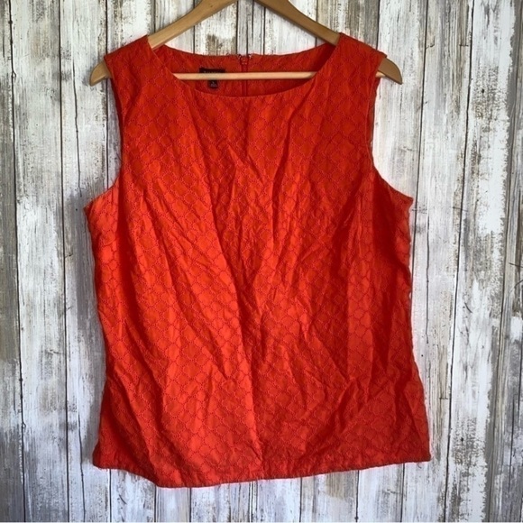 Talbots Orange Eyelet Sleeveless Blouse - Picture 1 of 5